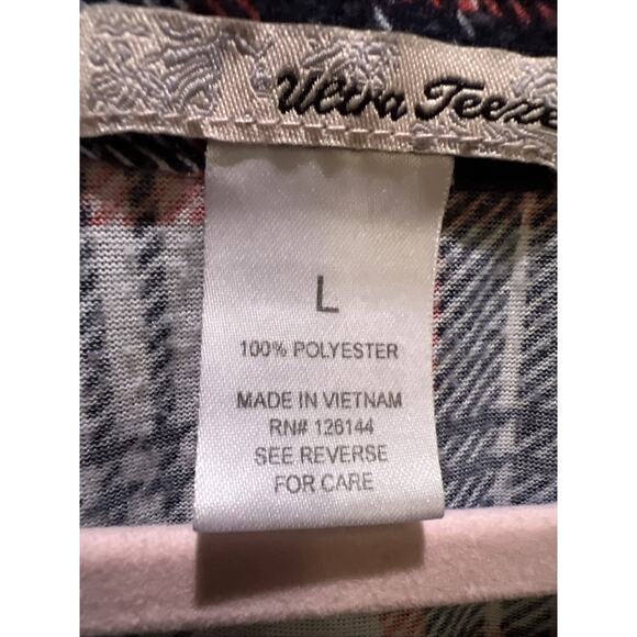 Women’s Flannel Sz Large Orange Multi Colored Plaid Shirt Long Sleeve Button Up - Picture 2 of 3